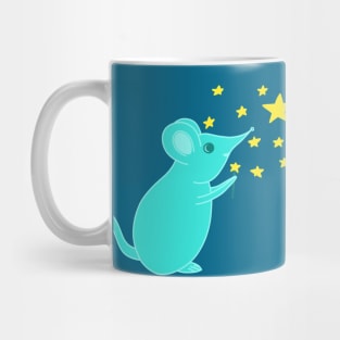 Cute Blue Mouse Making Magic and Stars Mug